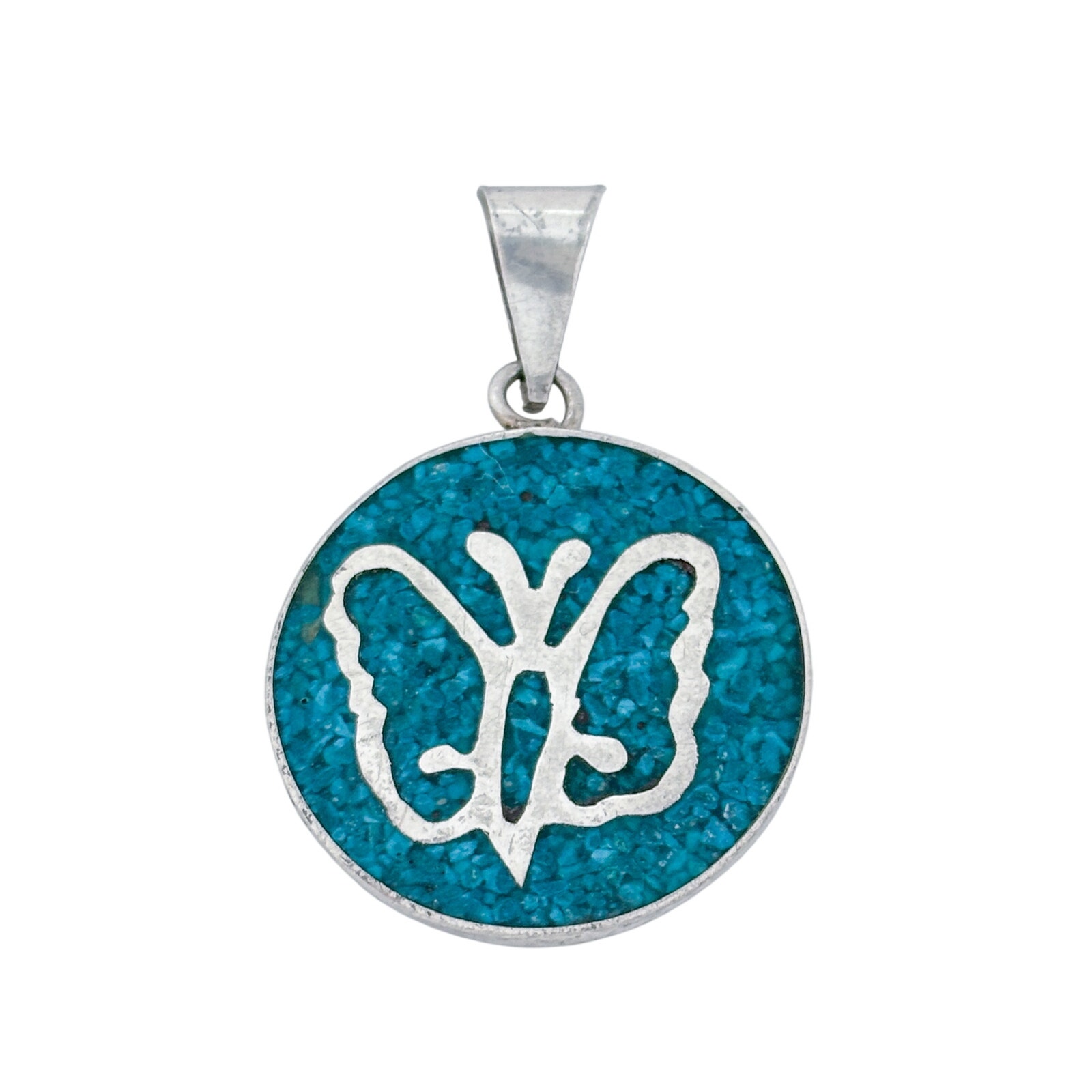 Vintage Taxco Sterling Silver 925 Turquoise Butterfly Pendant 35$